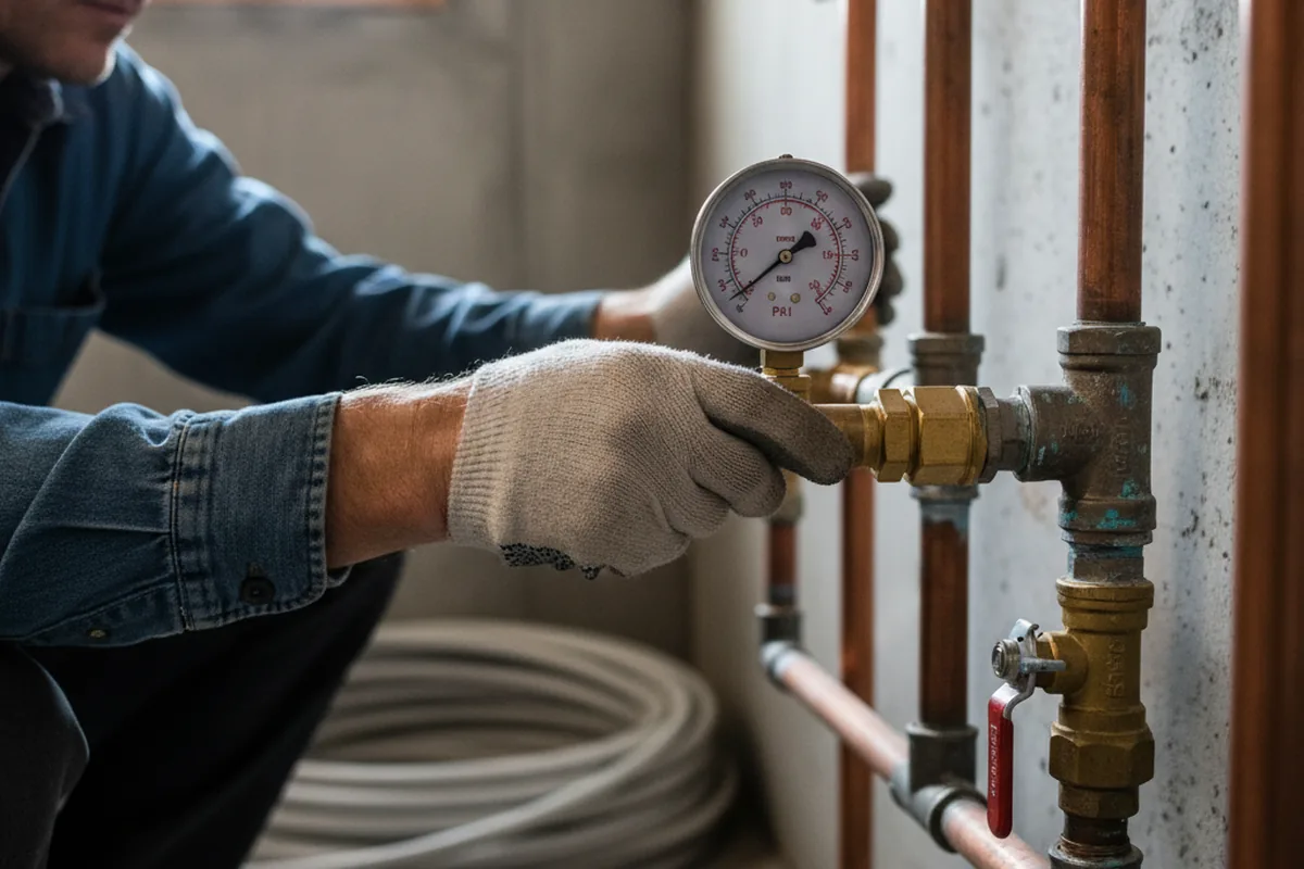 Pressure testing a repaired line during Water Line Repair in Jefferson